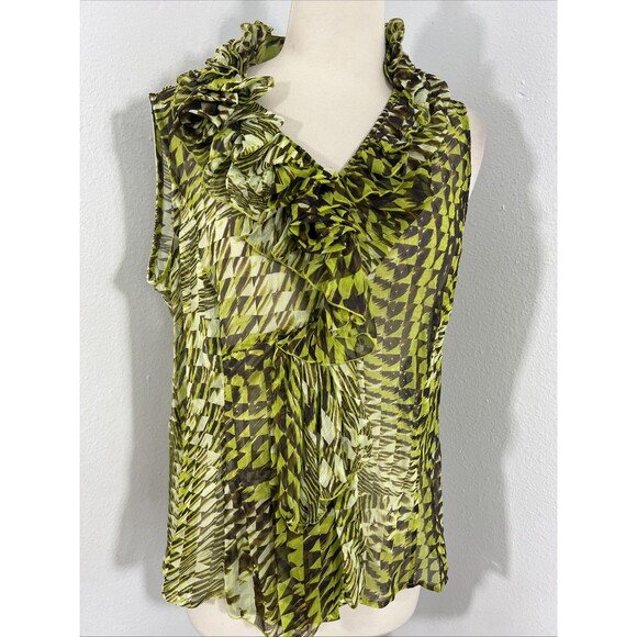Doncaster Blouse Womens 10 Multi Silk Ruffle Fairycore Office Riren - Picture 1 of 9